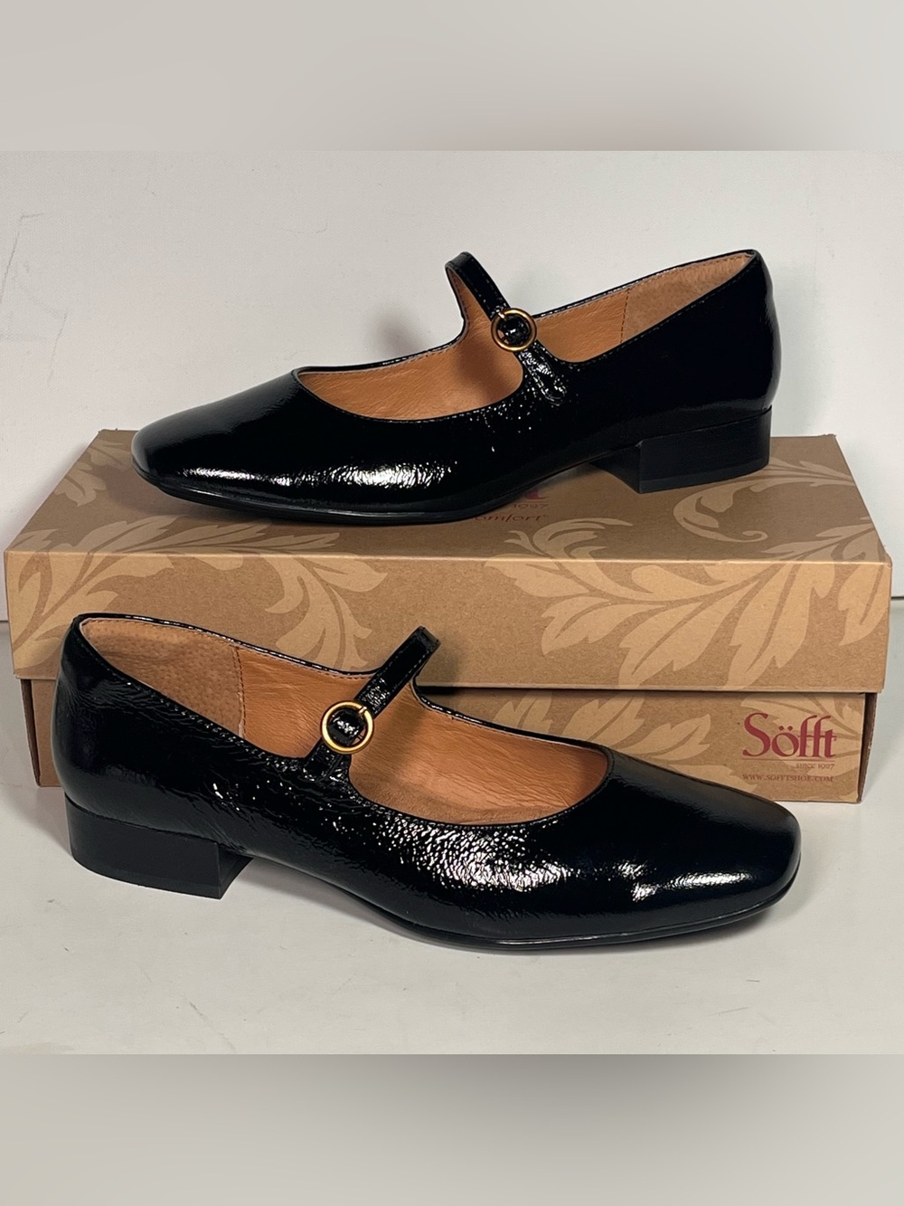 Sofft Elsey Patent Leather Mary Jane Low Heel Slip-on Shoes